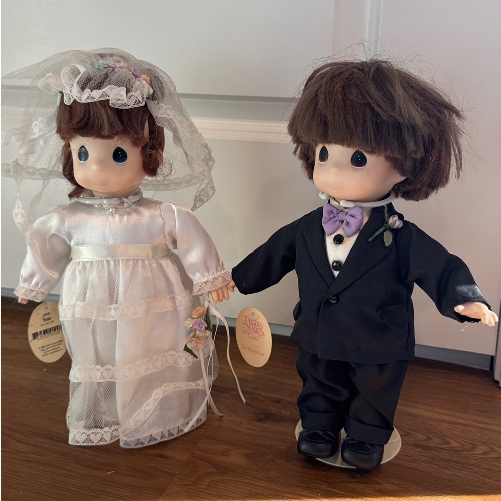 Vintage Precious‎ Moments Bride & Groom Dolls Pair Jessi & Jonny 90s Dolls